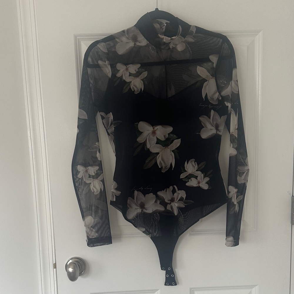 All Saints Black Floral Bodysuit